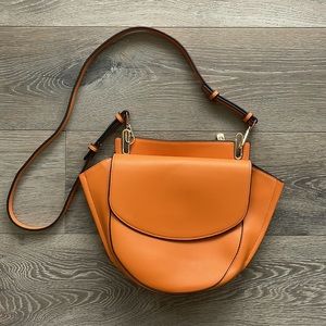 INZI Orange Bag Utility Flap Gold Embellishments Crossbody & Shoulder Straps